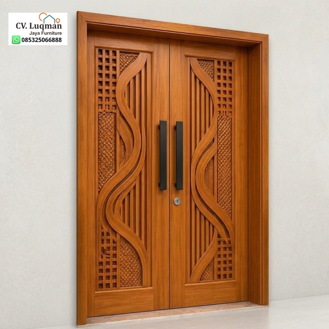 Pintu Rumah Minimalis Ukir CNC Kayu Jati Mewah Luqman Jaya Furniture Pintu Rumah Minimalis Ukir CNC Kayu Jati Mewah Luqman Jaya Furniture