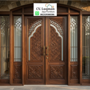 Pintu Utama Ukir CNC Kayu Jati Mewah