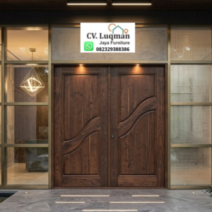 Pintu Utama Kayu Jati Ukir CNC Modern dari Luqman Jaya Furniture
