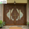 Pintu Utama Minimalis CNC Ukiran Kayu Jati