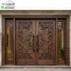 Pintu Rumah Mewah CNC Double Modern Motif Geometris Kayu Jati Perhutani