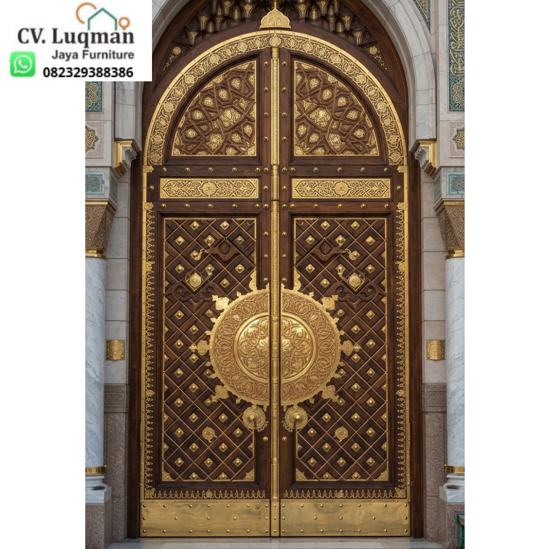 Pintu Nabawi Kayu Jati Mewah Kombinasi Kuningan Asli untuk Masjid & Hunian BerkelasWujudkan Kemegahan Masjid Nabawi di Tempat Ibadah AndaApakah Anda sedang mencari cara untuk memperindah tampilan masjid atau hunian impian Anda agar terlihat lebih megah dan elegan? Terlebih lagi, sebuah pintu utama memegang peranan yang sangat penting dalam menciptakan kesan pertama yang memukau bagi setiap jamaah maupun tamu yang datang. Oleh karena itu, kami mempersembahkan produk unggulan kami, yaitu Pintu Nabawi Kayu Jati Mewah Kombinasi Kuningan Asli. Melalui pengerjaan yang teliti dan penuh dedikasi, pengrajin profesional kami merancang pintu ini secara khusus untuk mereplikasi keindahan arsitektur Masjid Nabawi di Madinah, sehingga suasana sakral dan megah dapat langsung Anda rasakan. Selanjutnya, mari kita bahas mengapa produk ini menjadi pilihan terbaik untuk Anda. Di sisi lain, pemilihan material berkualitas tinggi memastikan bahwa pintu ini tidak hanya indah dipandang, tetapi juga kokoh dan tahan lama dalam jangka waktu yang sangat panjang. Keunggulan Utama Pintu Nabawi Luqman Jaya FurnitureDesain Autentik dan Elegan: Kami mengadopsi pola ukiran khas timur tengah serta ornamen kuningan berkilau yang menyerupai pintu asli di Masjid Nabawi, sehingga mampu menghadirkan nuansa Islami yang kental. Material Kayu Jati Pilihan: Kami menggunakan kayu jati perhutani grade A yang terkenal memiliki kekuatan luar biasa, tahan terhadap serangan rayap, serta memiliki serat kayu yang sangat indah. Kombinasi Plat Kuningan Asli: Bagian ornamen, list, handle, serta ukiran timbul pada pintu ini menggunakan bahan kuningan murni berkualitas tinggi yang anti karat dan tahan terhadap berbagai cuaca. Dikerjakan oleh Pengrajin Berpengalaman: Para pengrajin asli Jepara yang ahli di bidang seni ukir logam dan kayu memegang langsung proses produksi pintu ini, sehingga menghasilkan detail seni yang sangat presisi dan bernilai estetika tinggi. Spesifikasi Teknis dan Pilihan Ukuran ProdukSelain menawarkan keindahan visual, kami juga memproduksi pintu ini dengan standar spesifikasi teknis terbaik untuk memastikan kepuasan Anda:Bahan Baku Utama: Kayu Jati TPK Perhutani pilihan berkualitas tinggi. Ornamen & Logam: Plat kuningan asli (brass) tebal dengan ukiran handmade yang sangat detail. Warna Finishing Kayu: Natural Teak, Dark Brown, kombinasi emas (antique gold), atau bisa Anda sesuaikan (custom) dengan konsep interior bangunan Anda. Pilihan Ukuran Standard (Dapat Dipesan Sesuai Kebutuhan):Ukuran Kecil (Pintu Tunggal): Lebar 100 cm x Tinggi 250 cm (Ketebalan kayu 4 cm hingga 5 cm).Ukuran Standar Masjid (Pintu Ganda/Kupu Tarung): Lebar 160 cm x Tinggi 300 cm.Ukuran Jumbo / Custom: Lebar 200 cm hingga 300 cm x Tinggi 350 cm atau menyesuaikan ukuran kusen di lokasi Anda. Mengapa Anda Harus Memilih Produk Kami?Pertama-tama, kami selalu mengutamakan kualitas demi kepuasan para pelanggan di seluruh Indonesia. Sementara itu, kami juga melayani pemesanan dengan ukuran khusus (custom design) yang dapat menyesuaikan bentuk bangunan masjid, mushola, pesantren, maupun rumah mewah Anda. Bukan itu saja, kami juga menerapkan proses finishing berlapis menggunakan bahan top coat anti UV, sehingga warna kayu dan kilau kuningan tidak mudah pudar meskipun terkena paparan sinar matahari langsung maupun curah hujan. Oleh karena itu, Anda tidak perlu merasa khawatir mengenai daya tahan produk dalam jangka panjang. Cara Pemesanan dan Informasi KontakBagi Anda yang ingin memesan atau berkonsultasi mengenai desain dan ukuran pintu impian Anda, silakan langsung menghubungi kami melalui layanan pelanggan resmi kami. Di samping itu, Anda juga dapat melihat berbagai koleksi produk furniture masjid dan hunian lainnya dengan mengunjungi situs web kami di luqmanjayafurniture. Selain itu, Anda bisa langsung terhubung dengan tim kami melalui WhatsApp di nomor 082329388386 untuk mendapatkan penawaran harga terbaik hari ini. Segera pesan sekarang juga dan wujudkan kemegahan arsitektur Islami di tempat ibadah atau hunian Anda bersama CV. Luqman Jaya Furniture!
