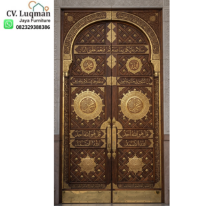 Pintu Masjid Nabawi Kayu Jati Ukiran Kaligrafi Eksklusif