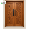 Pintu Utama Ukir Kayu Jati CNC Motif Daun Dan Lingkaran Modern