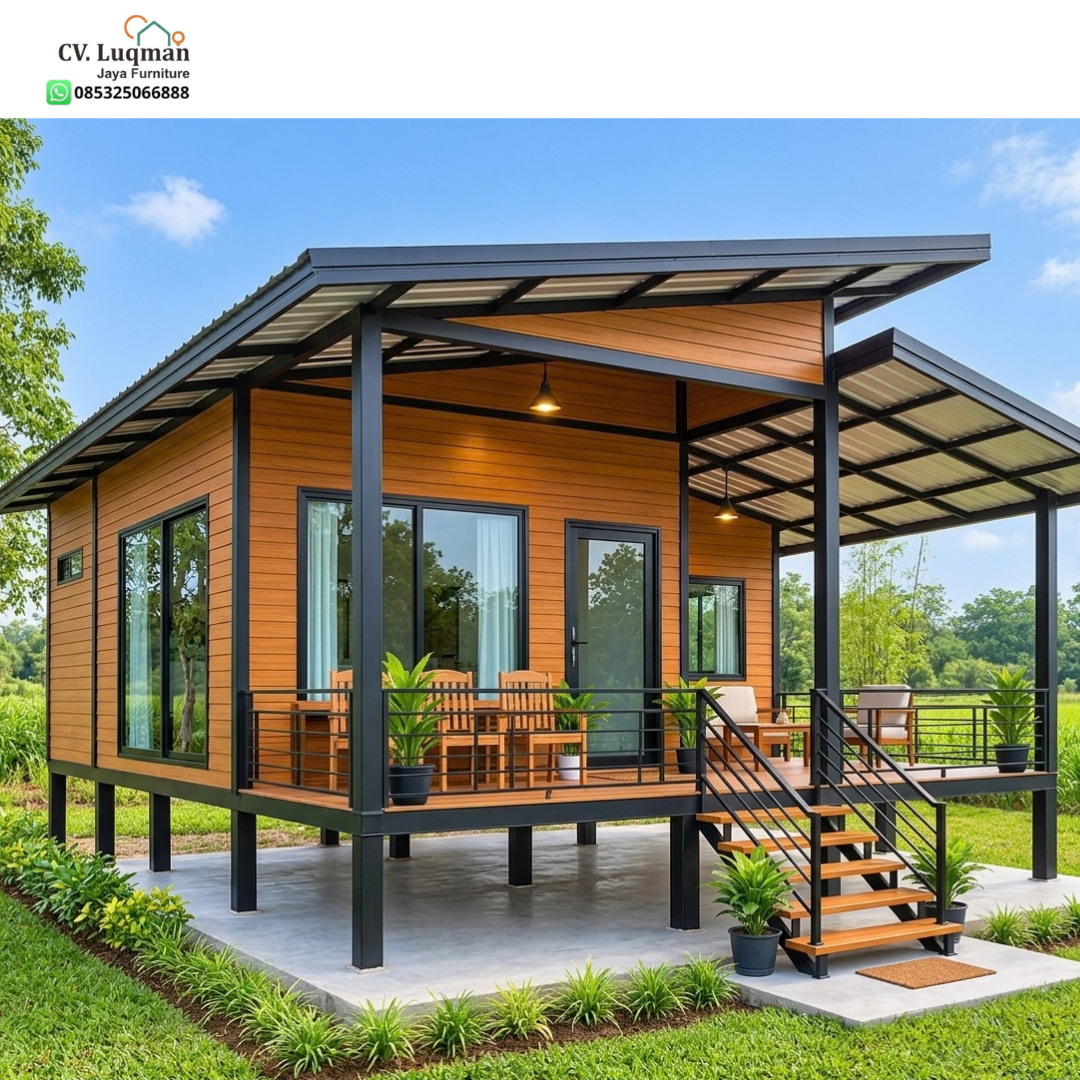 Rumah Panggung Kayu Jati Kombinasi Baja Minimalis Modern Rumah Panggung Kayu Jati Kombinasi Baja Minimalis Modern