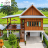 Rumah Panggung Kayu Jati Modern Tipe 6x7 dengan Garasi Terbuka