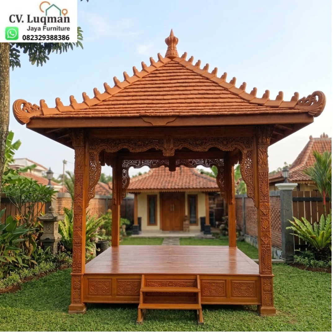 Gazebo Kayu Jati Ukir Jepara 2x2