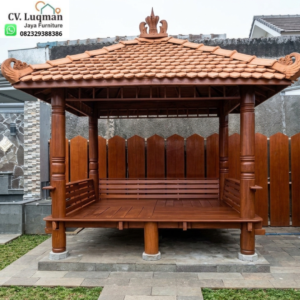 Gazebo Kayu Jati Minimalis 3x3