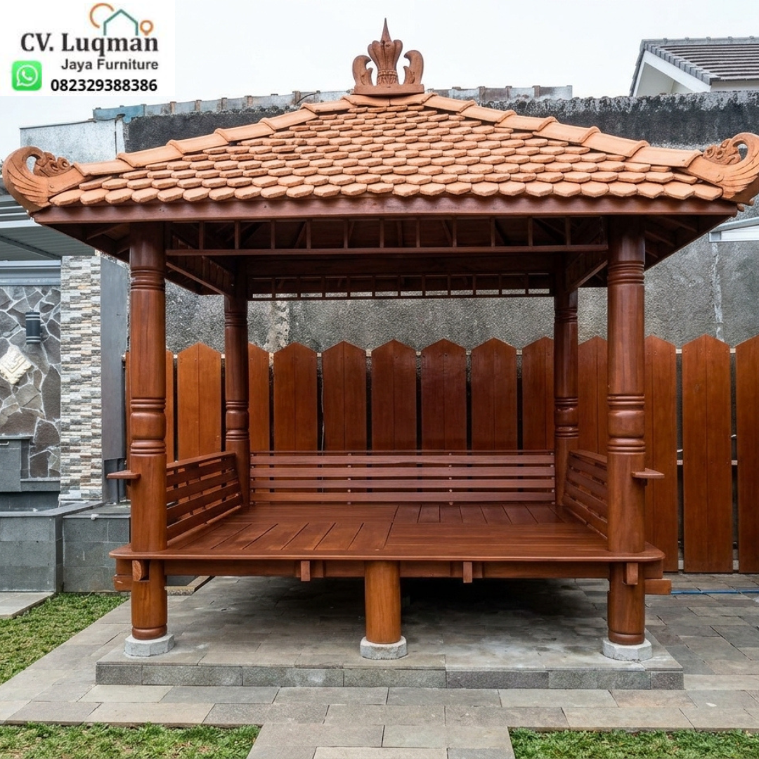 Gazebo Kayu Jati Minimalis 3x3