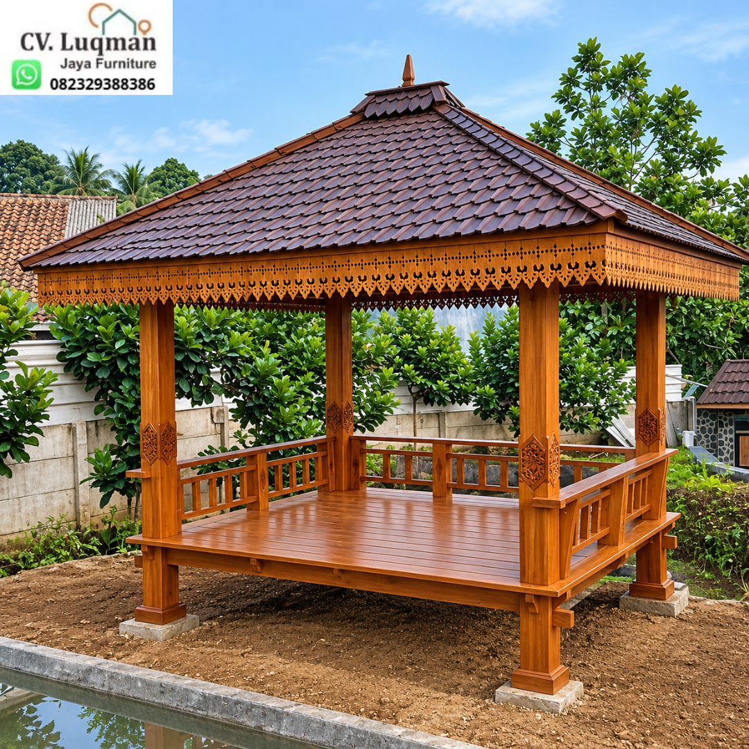 Royal Pavilion Jati 3x3: Gazebo Taman Mewah Royal Pavilion Jati 3x3: Gazebo Taman Mewah