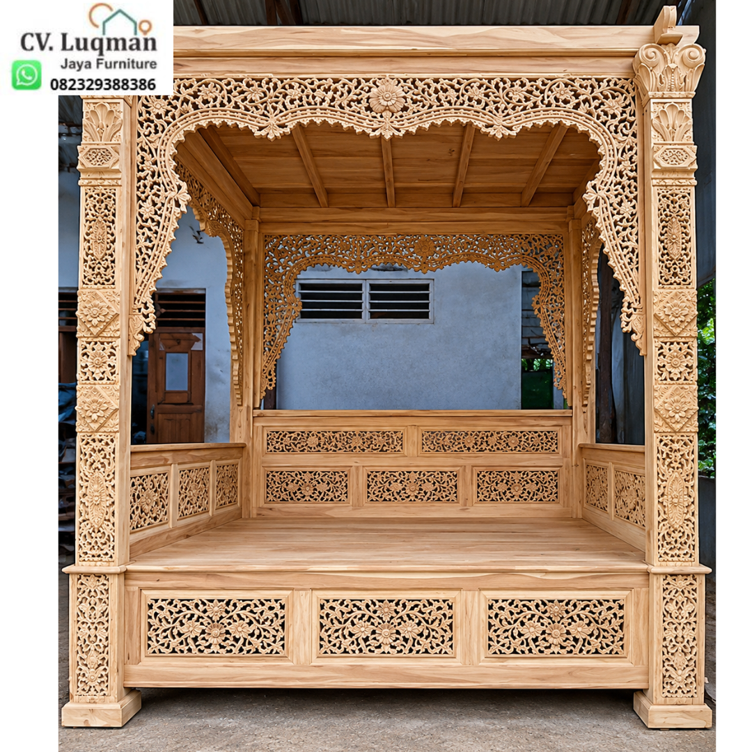 Gazebo Kayu Jati 2x2 Masterpiece Ukir Relief 3D Jepara
