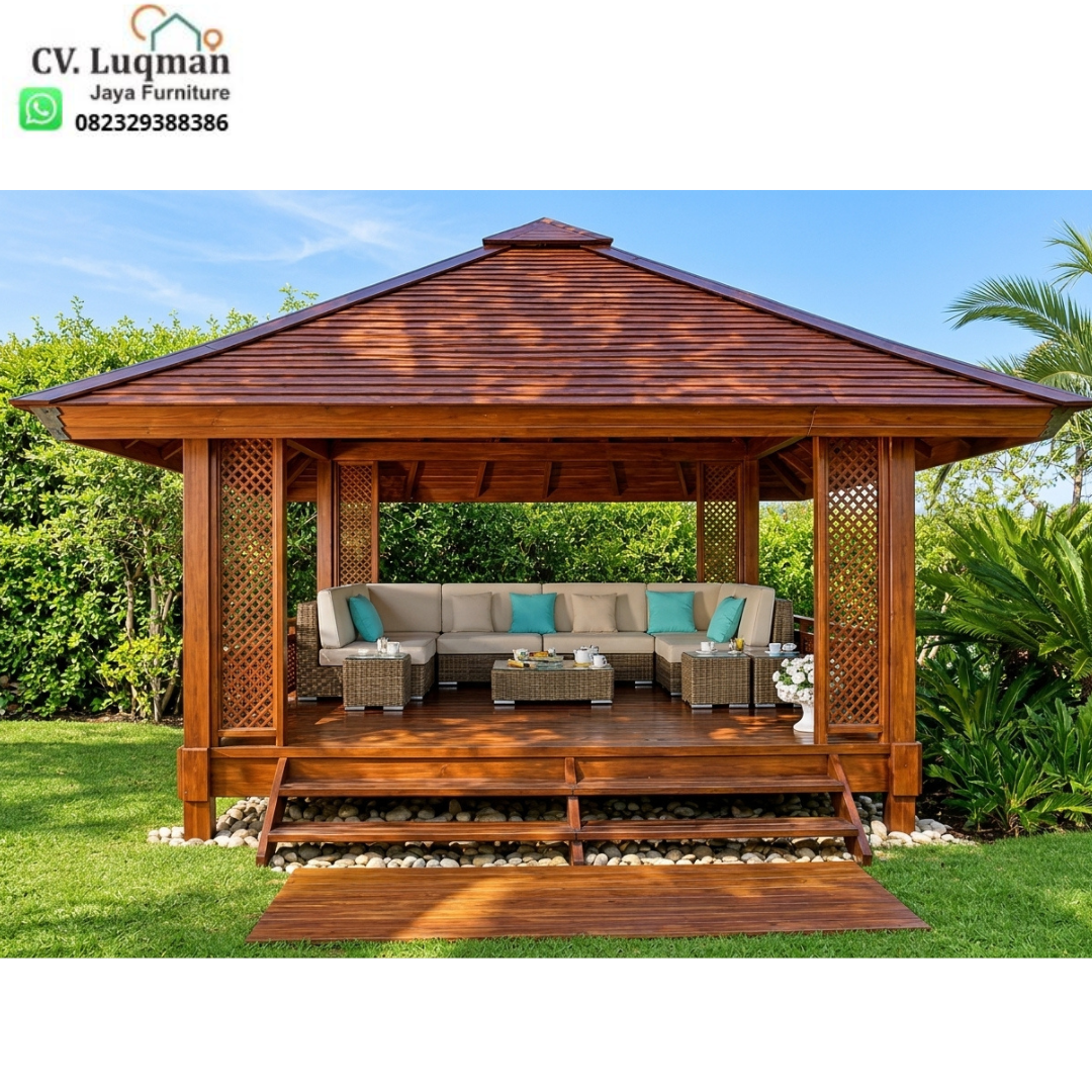 Gazebo Kayu Jati Tipe 3x3