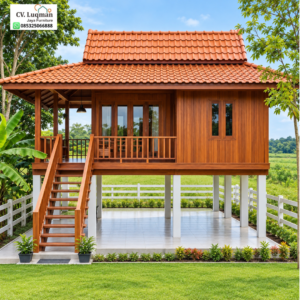 Rumah Panggung Kayu Jati Modern Nuansa Resor Tropis