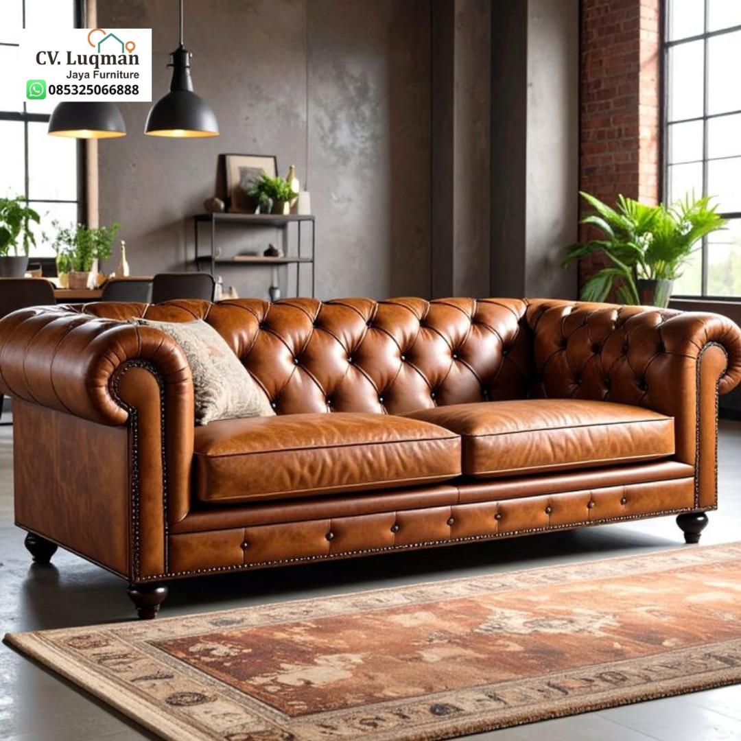Sofa Chesterfield Kulit Sapi Asli Nuansa Ruang Utami Prestisius