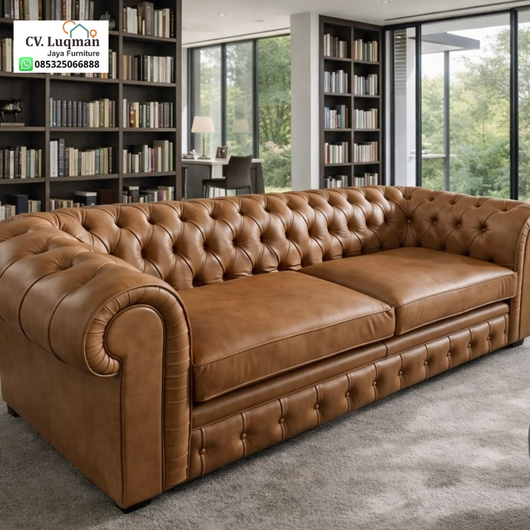 Sofa Chesterfield Kulit Sapi Asli Nuansa Ruang Utami Prestisius