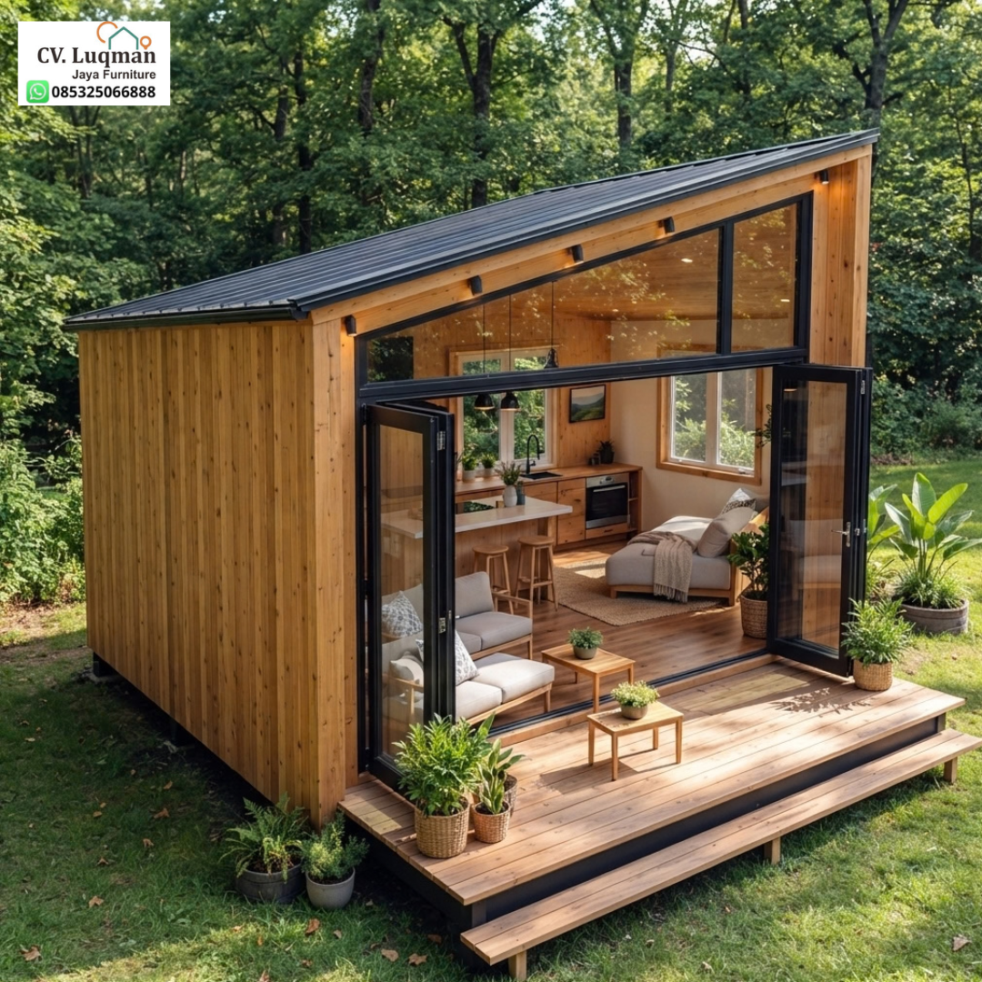 Rumah Kabin Kayu Jati Modern Minimalis Rumah Kabin Kayu Jati Modern Minimalis
