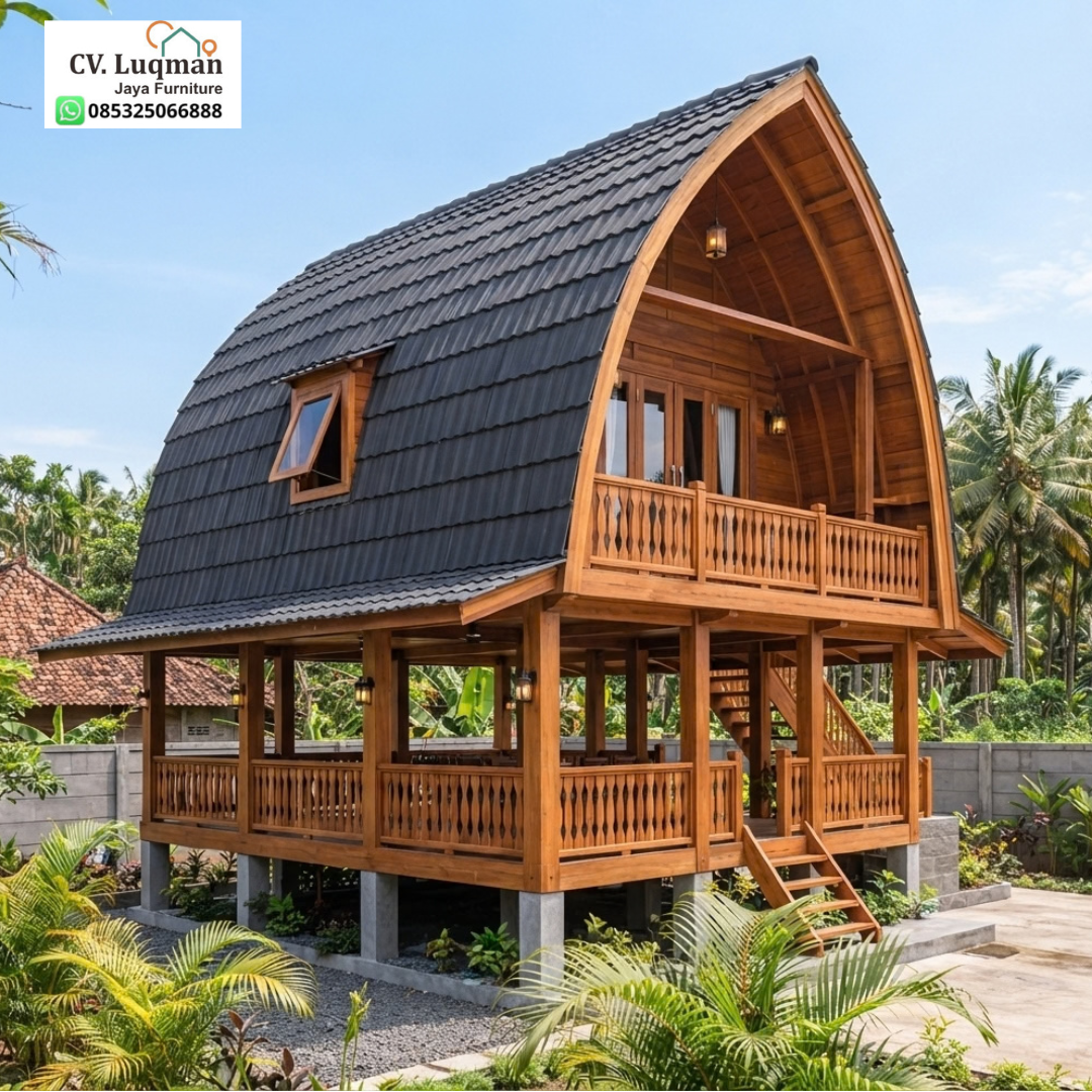 Rumah Lumbung Kayu Jati Dua Lantai Minimalis Modern Rumah Lumbung Kayu Jati Dua Lantai Minimalis Modern