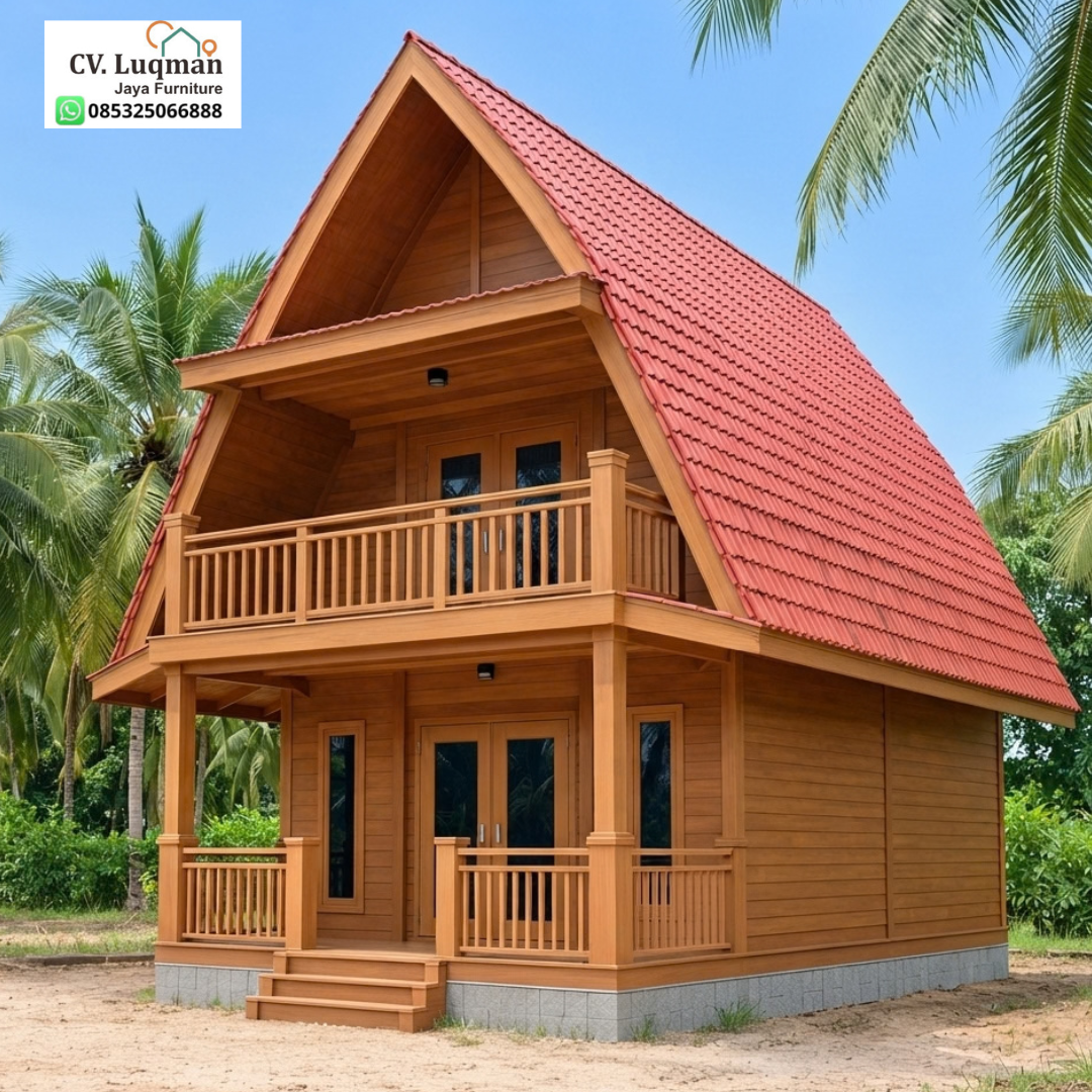 Rumah Lumbung Kayu Jati Dua Lantai Atap Merah Eksklusif Rumah Lumbung Kayu Jati Dua Lantai Atap Merah Eksklusif