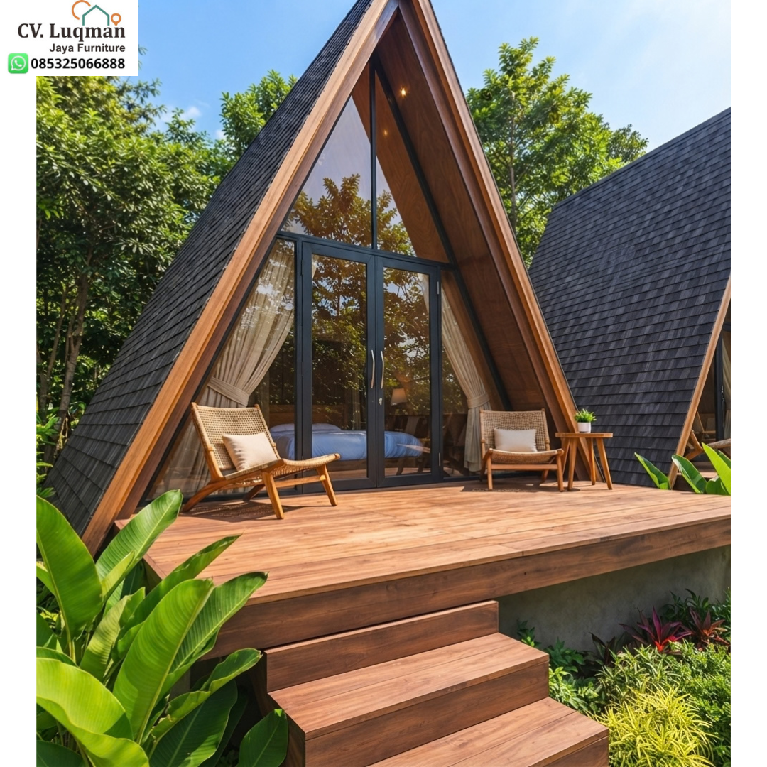 Rumah Segitiga Kayu Jati Minimalis Modern Rumah Segitiga Kayu Jati Minimalis Modern