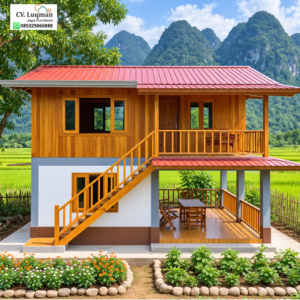 Rumah Panggung Kayu Jati Dua Lantai
