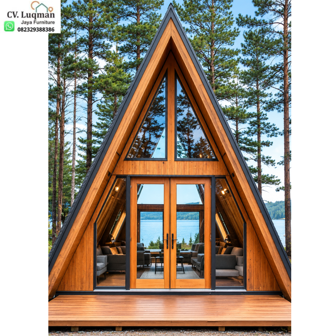 Kabin Segitiga Kayu Jati A-Frame