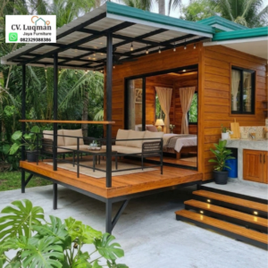 Rumah Kabin Panggung Kayu Jati 4x6